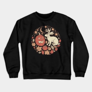 Halloween Friends | Jackalope and Jack-O-Lantern Autumn Art Crewneck Sweatshirt